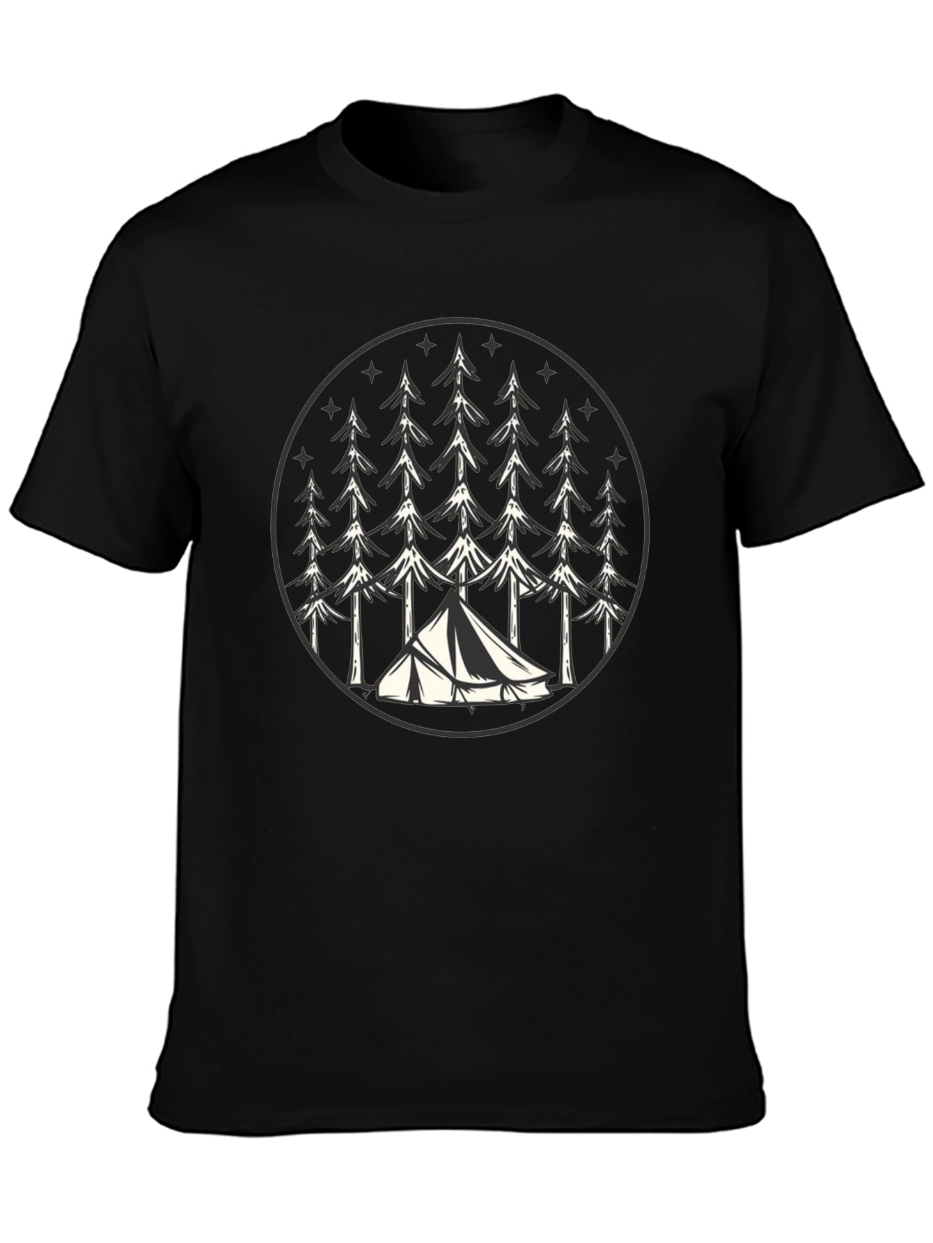 Camping Tent Trees Graphic Tee - Nature Lover T-Shirt