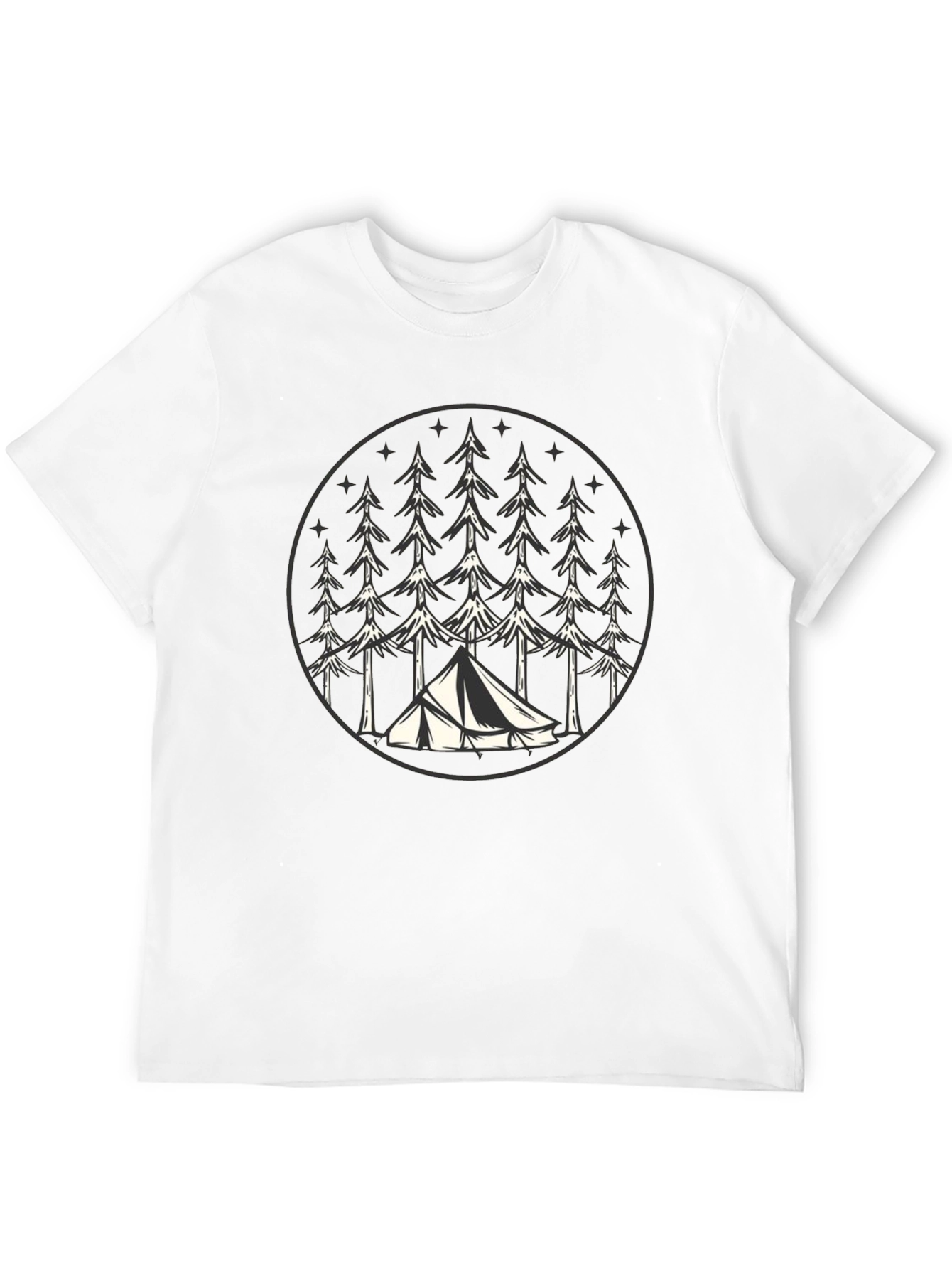Camping Tent Trees Graphic Tee - Nature Lover T-Shirt
