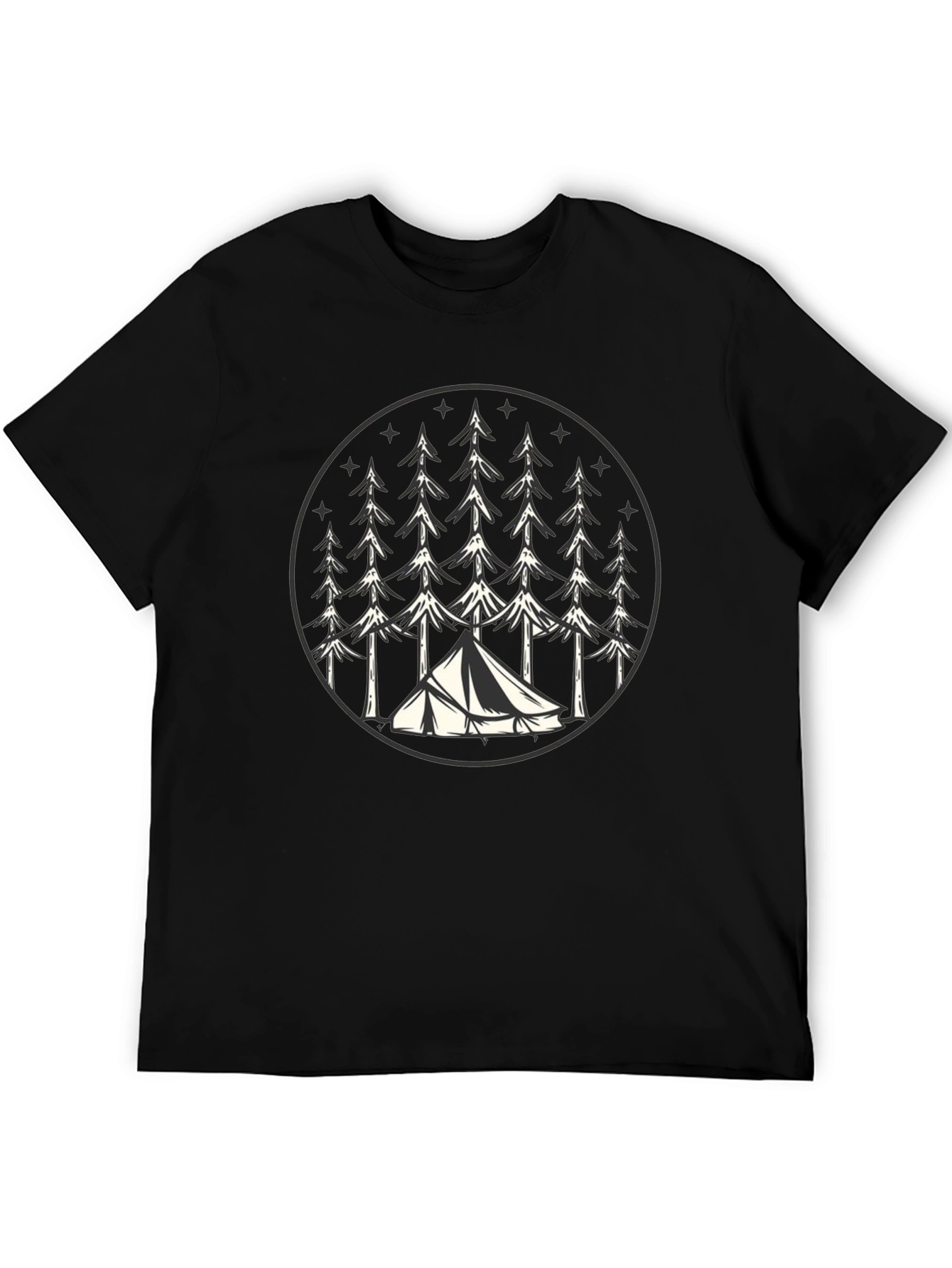 Camping Tent Trees Graphic Tee - Nature Lover T-Shirt
