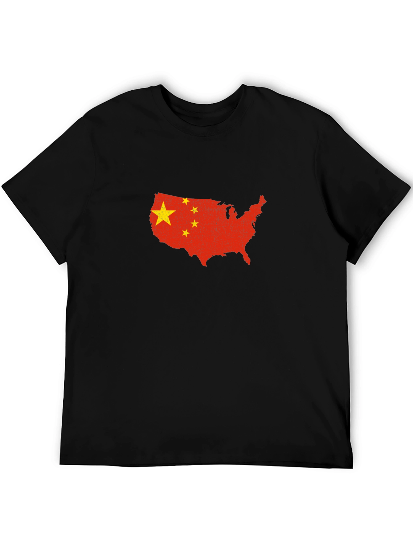 USA Map China Flag Graphic Print T-Shirt