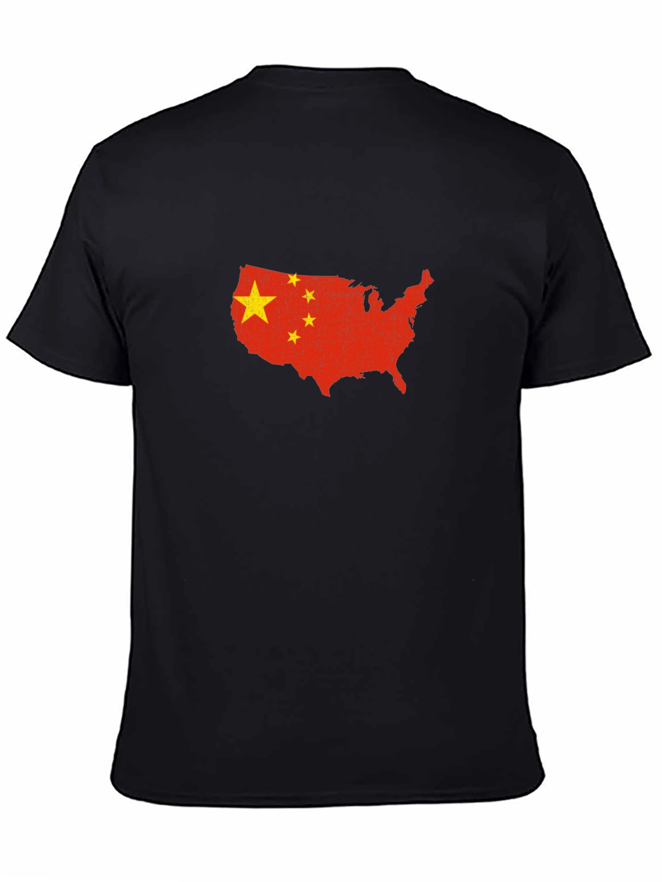 USA Map China Flag Graphic Print T-Shirt