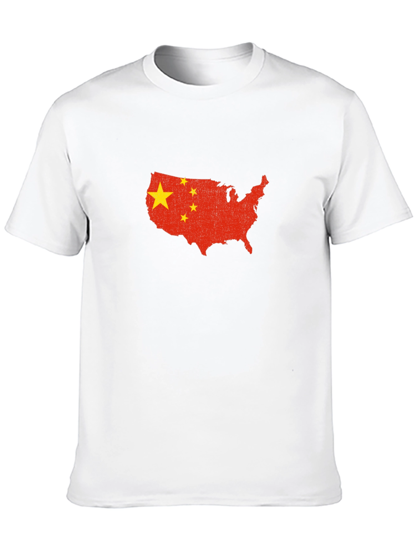 USA Map China Flag Graphic Print T-Shirt