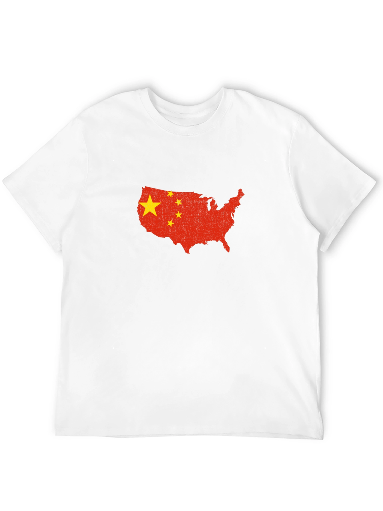 USA Map China Flag Graphic Print T-Shirt