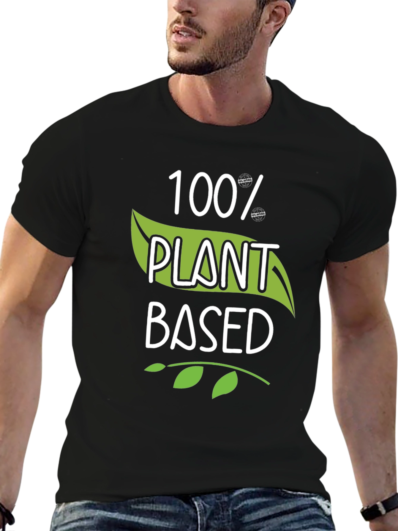 100% Plant Based Black T-Shirt Vegan Style