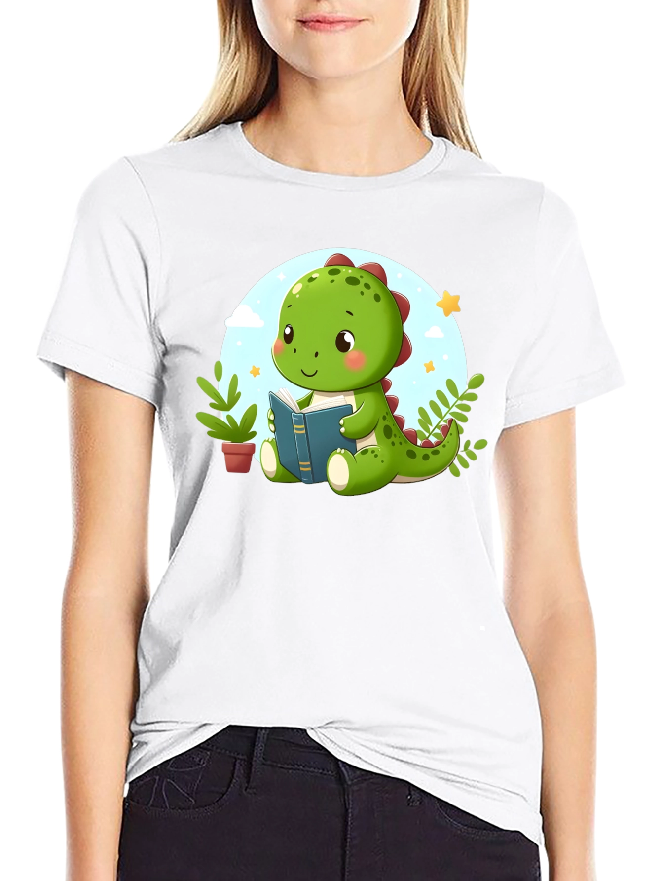 Cute Dino Reading T-Shirt