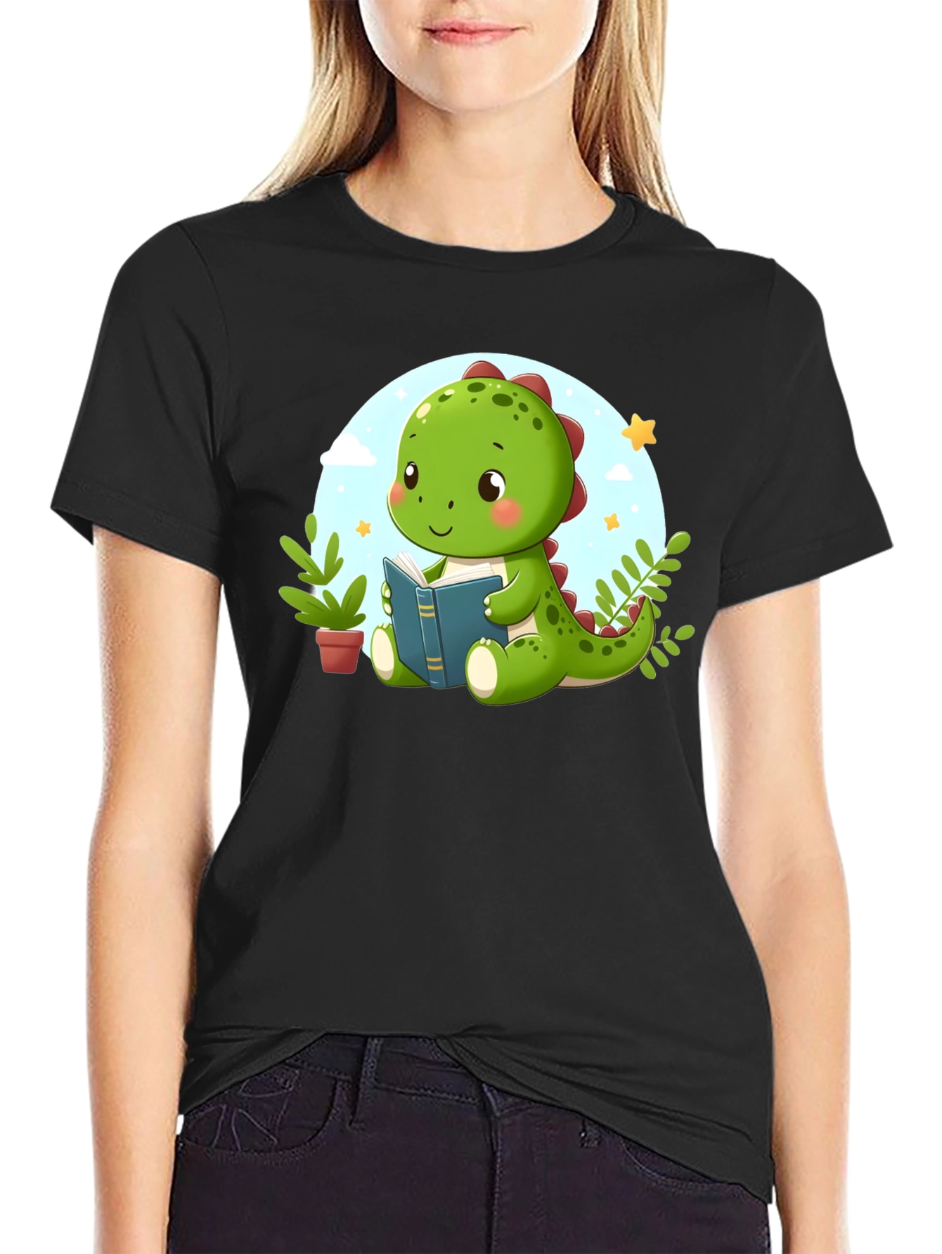 Cute Dino Reading T-Shirt