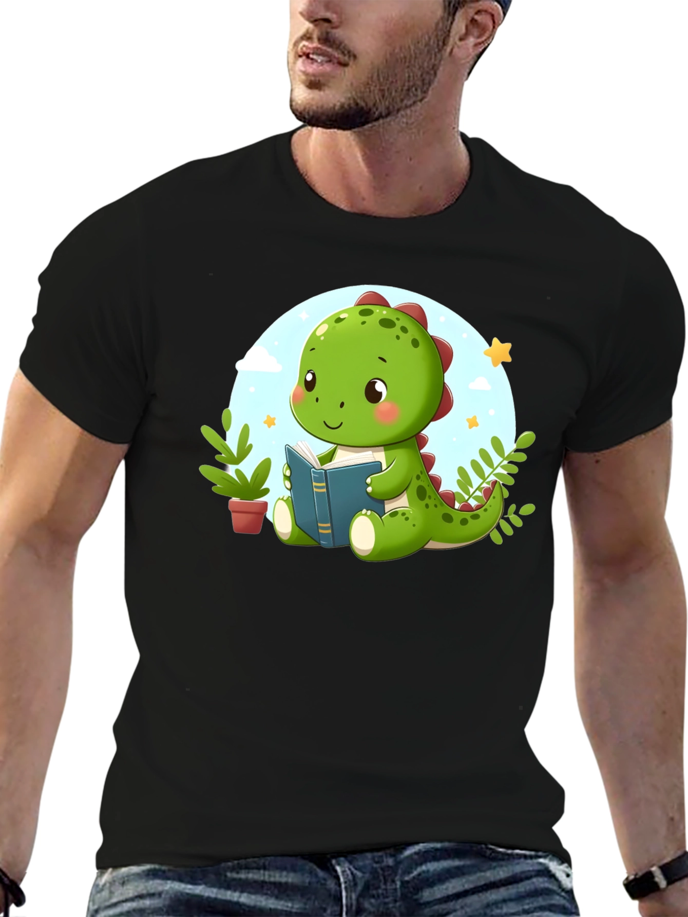 Cute Dino Reading T-Shirt