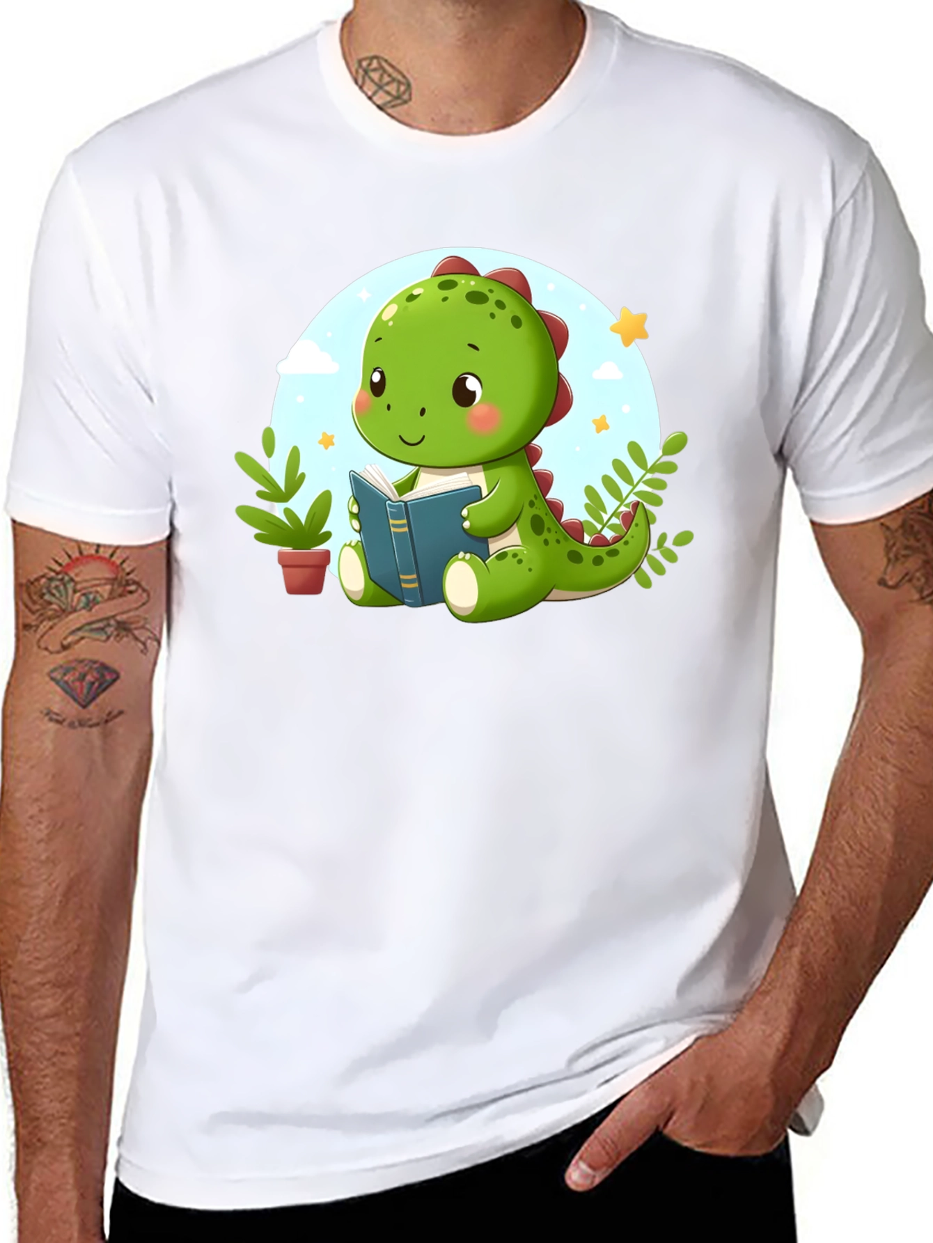 Cute Dino Reading T-Shirt