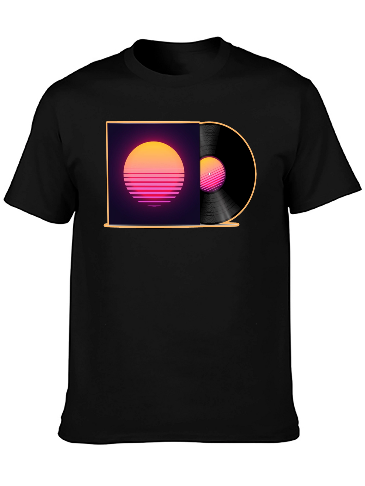 Retro Sunset Vinyl Record Graphic T-Shirt