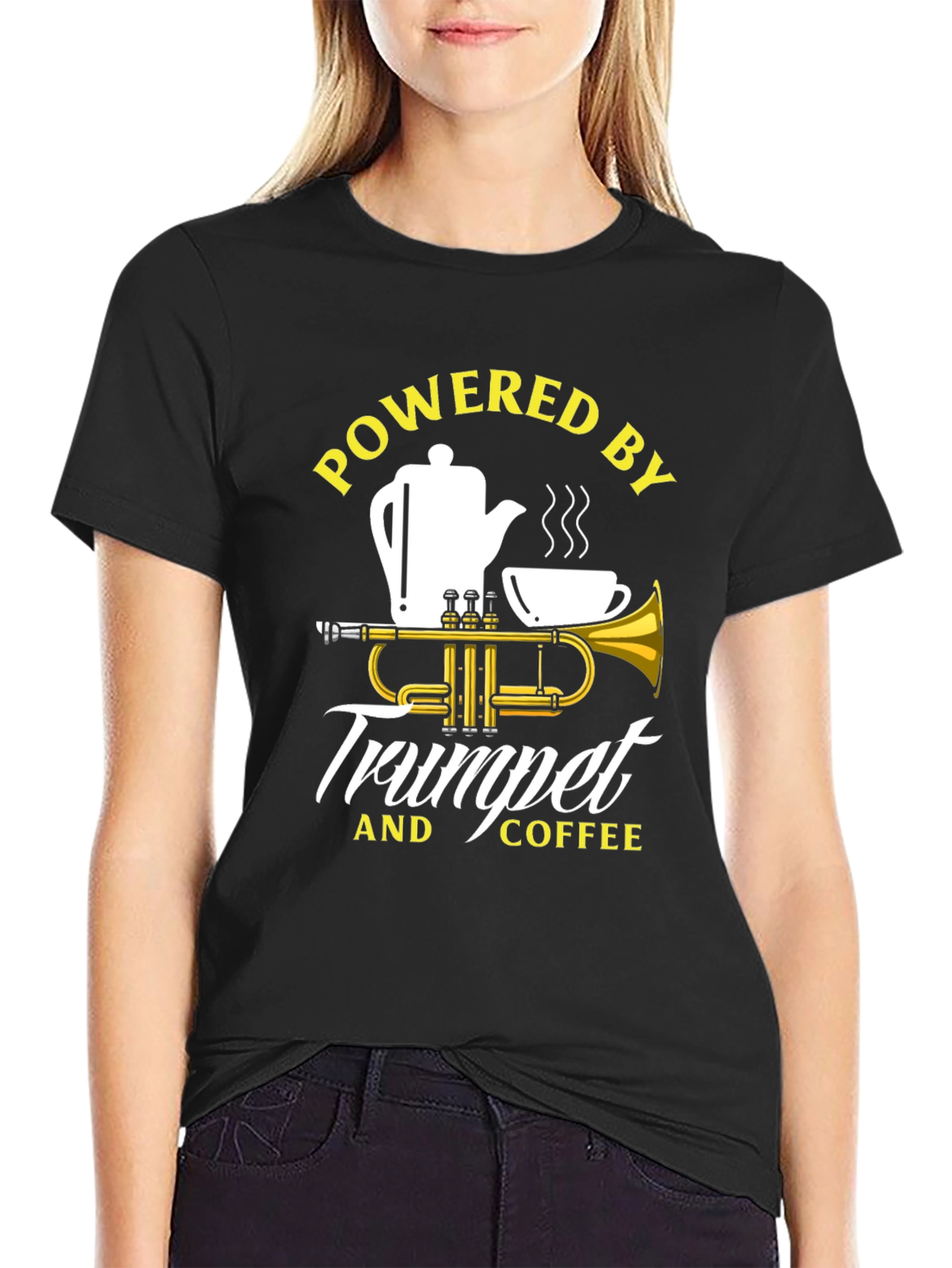 Powered by Trumpet and Coffee Graphic T-Shirt