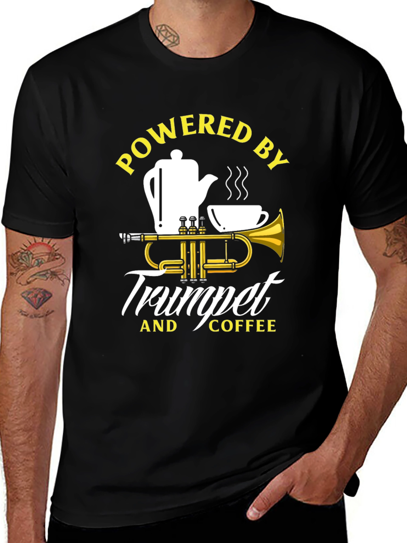 Powered by Trumpet and Coffee Graphic T-Shirt