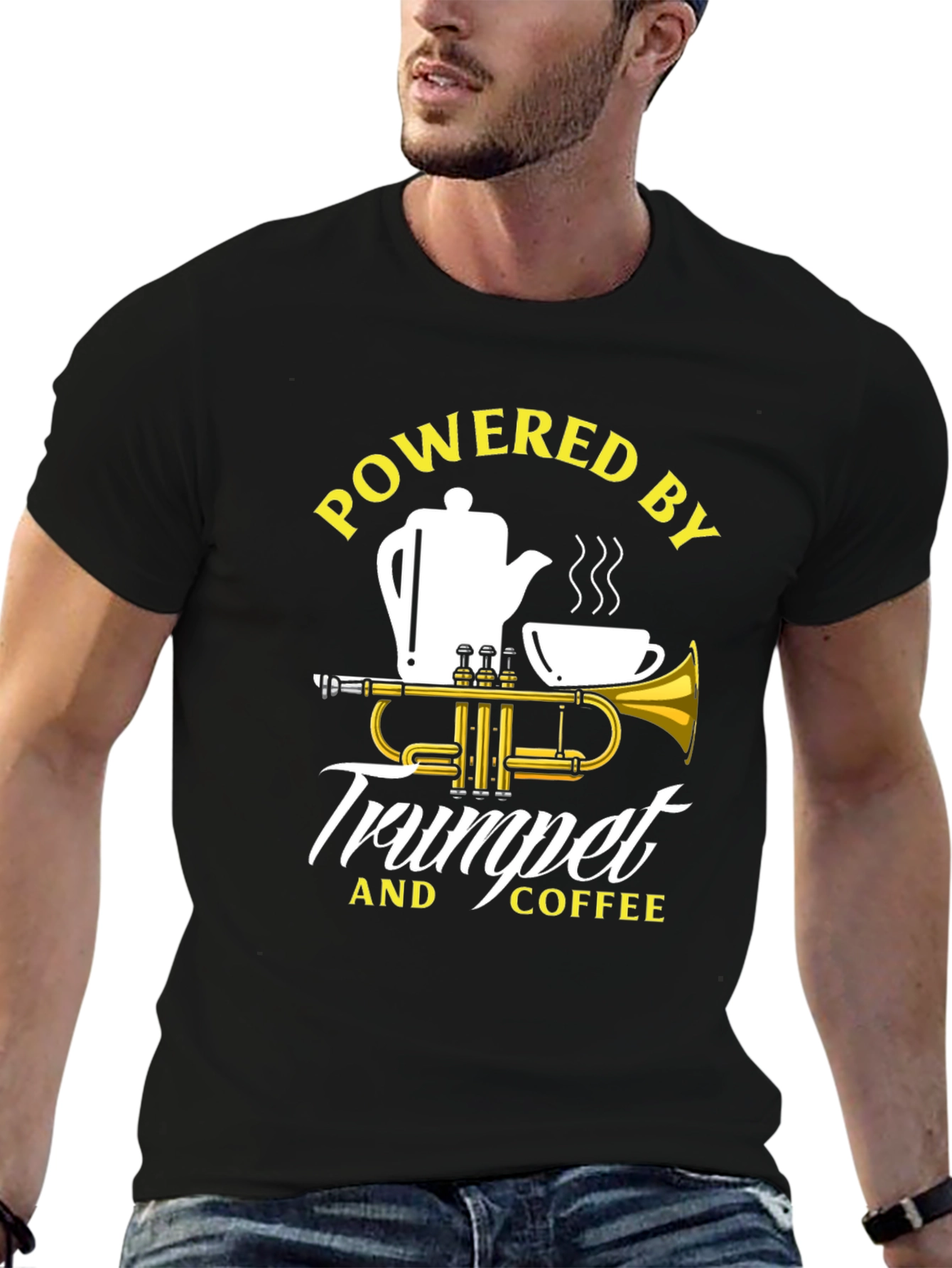 Powered by Trumpet and Coffee Graphic T-Shirt