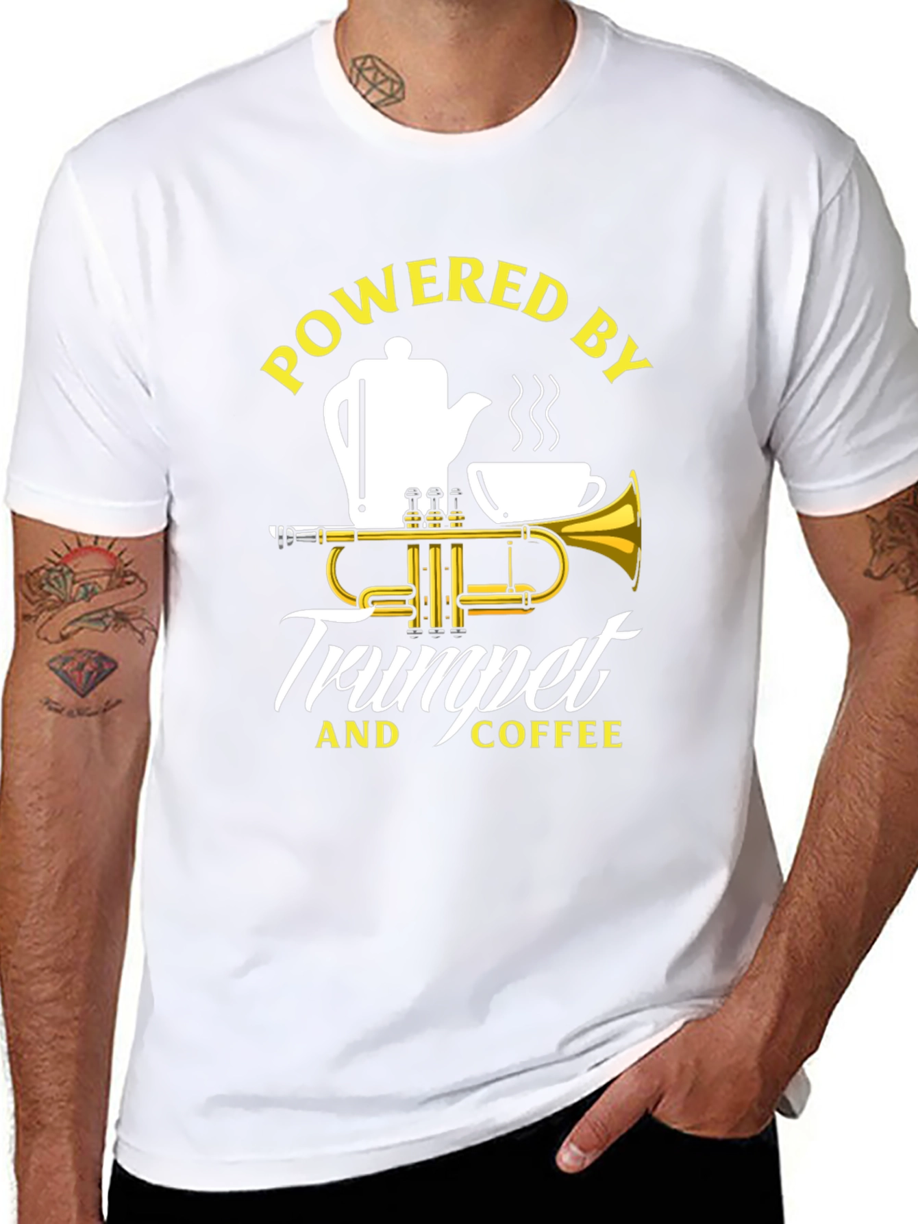 Powered by Trumpet and Coffee Graphic T-Shirt