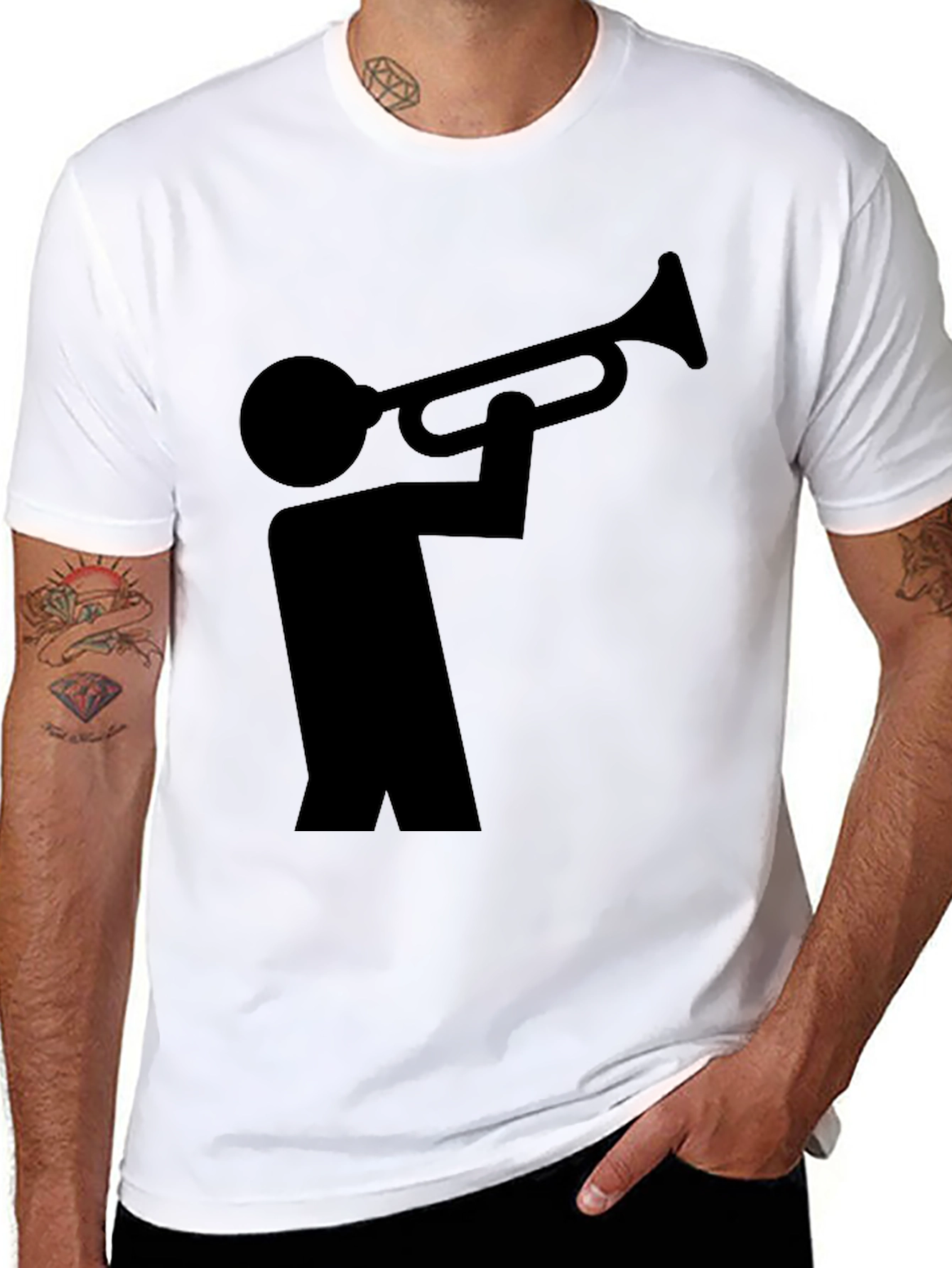 Black Trumpet Player Graphic Tee - Unisex