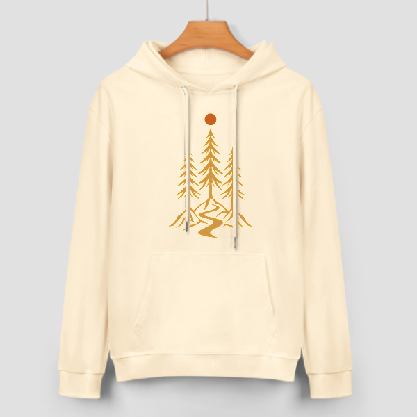 Light apricot Pine Path Graphic Hoodie - front view 3 of 4