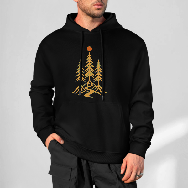 Black Pine Path Graphic Hoodie - front view 3 of 4
