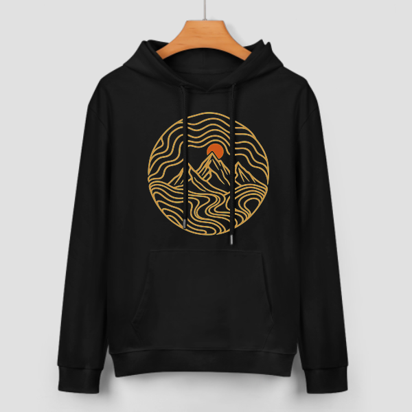 Black Contour Peaks Graphic Hoodie - front view 2 of 4