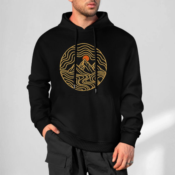 Black Contour Peaks Graphic Hoodie - front view 3 of 4
