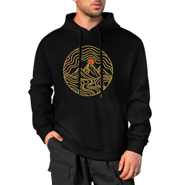 Black Contour Peaks Graphic Hoodie - front view 4 of 4
