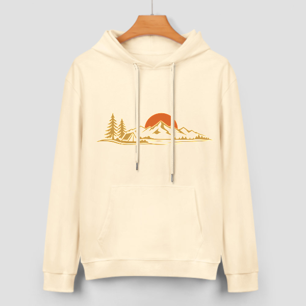 Light apricot Camp Glow Ember Graphic Hoodie – 100% Cotton - front view 3 of 4