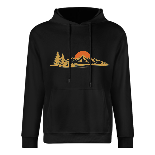 Black Camp Glow Ember Graphic Hoodie – 100% Cotton - front view 1 of 4