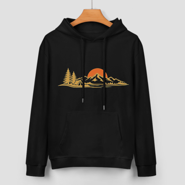 Black Camp Glow Ember Graphic Hoodie – 100% Cotton - front view 2 of 4