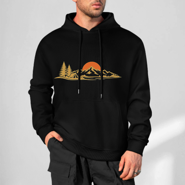 Black Camp Glow Ember Graphic Hoodie – 100% Cotton - front view 3 of 4