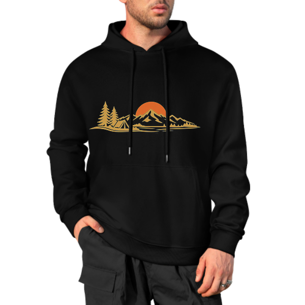 Black Camp Glow Ember Graphic Hoodie – 100% Cotton - front view 4 of 4