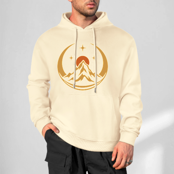 Light apricot Moonlit Rock Peak Graphic Hoodie - front view 2 of 4