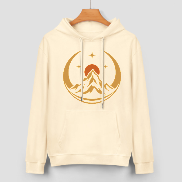 Light apricot Moonlit Rock Peak Graphic Hoodie - front view 3 of 4
