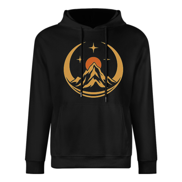Black Moonlit Rock Peak Graphic Hoodie - front view 1 of 4