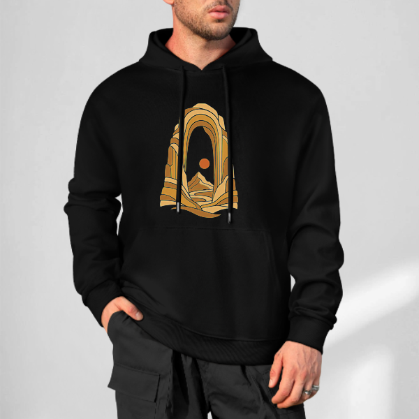 Black Layered Rock Arch Hoodie - front view 3 of 4