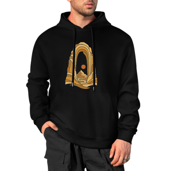 Black Layered Rock Arch Hoodie - front view 4 of 4