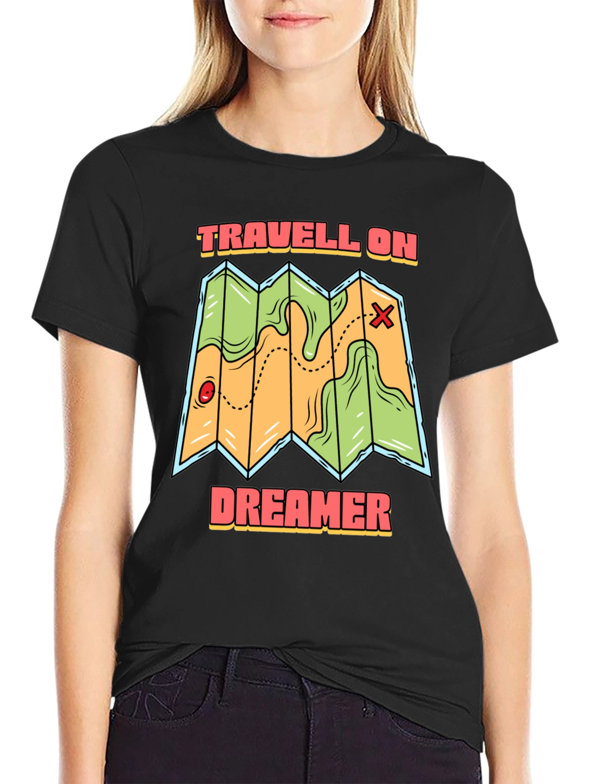 Travell On Dreamer Black T-Shirt