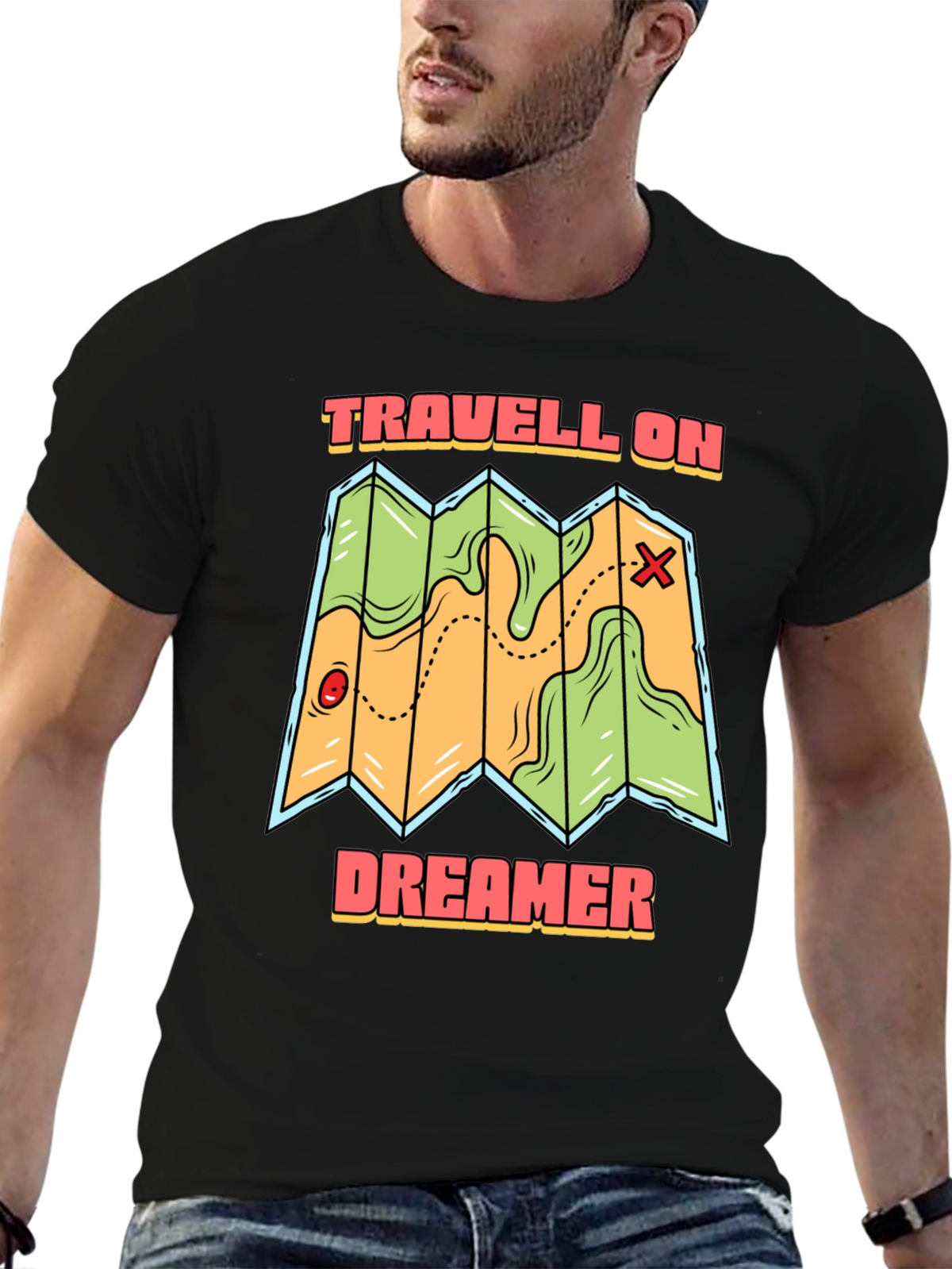 Travell On Dreamer Black T-Shirt
