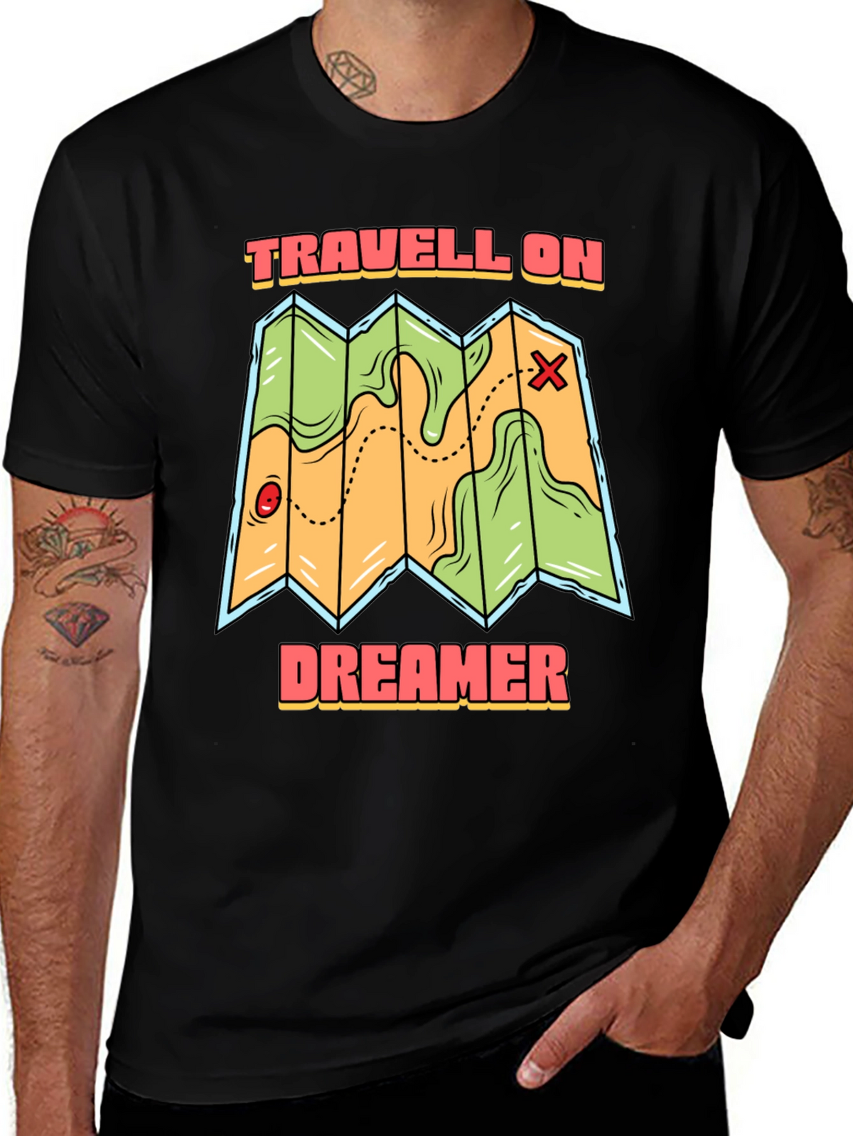 Travell On Dreamer Black T-Shirt