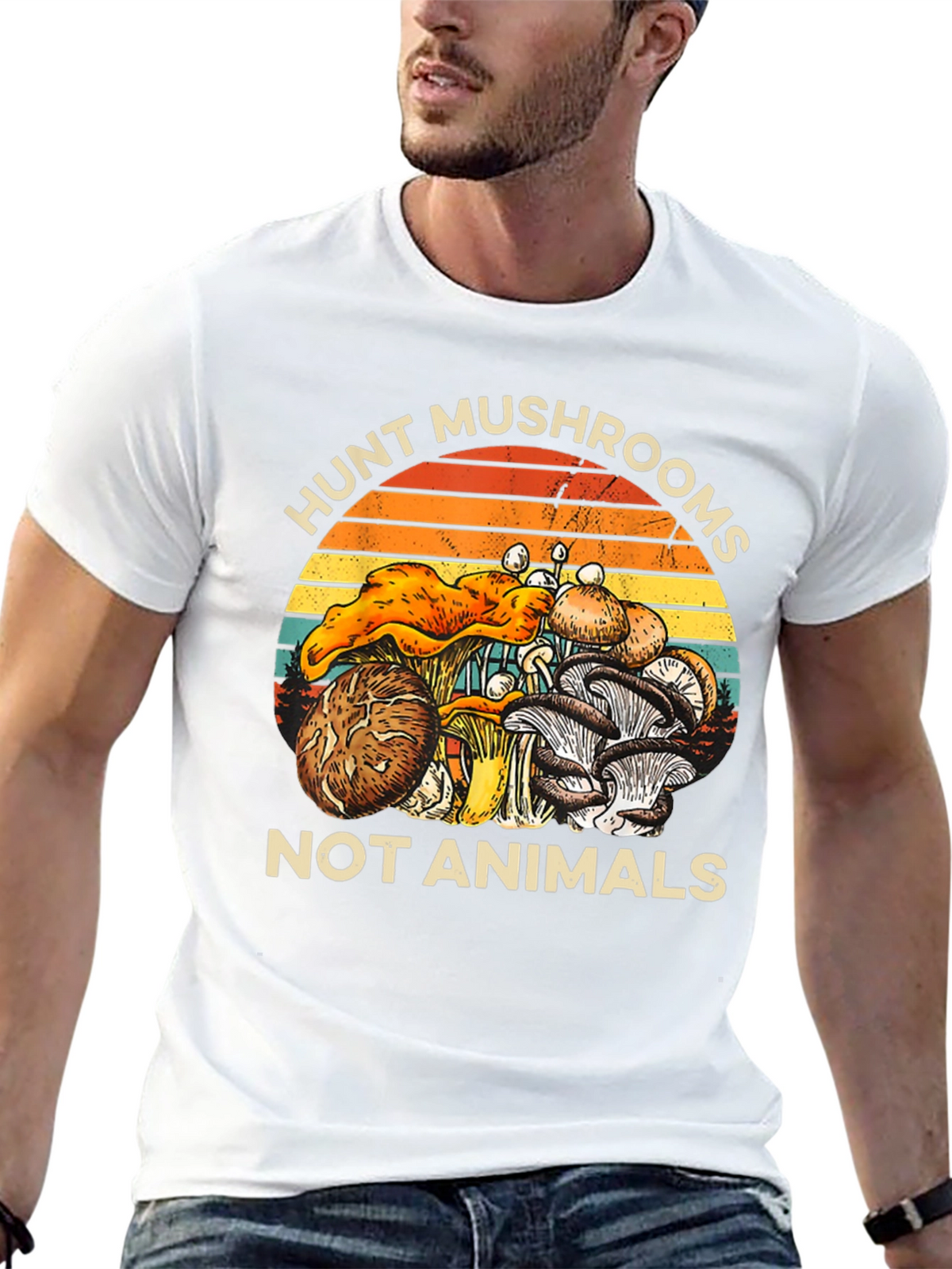 Hunt Mushrooms Not Animals Graphic T-Shirt