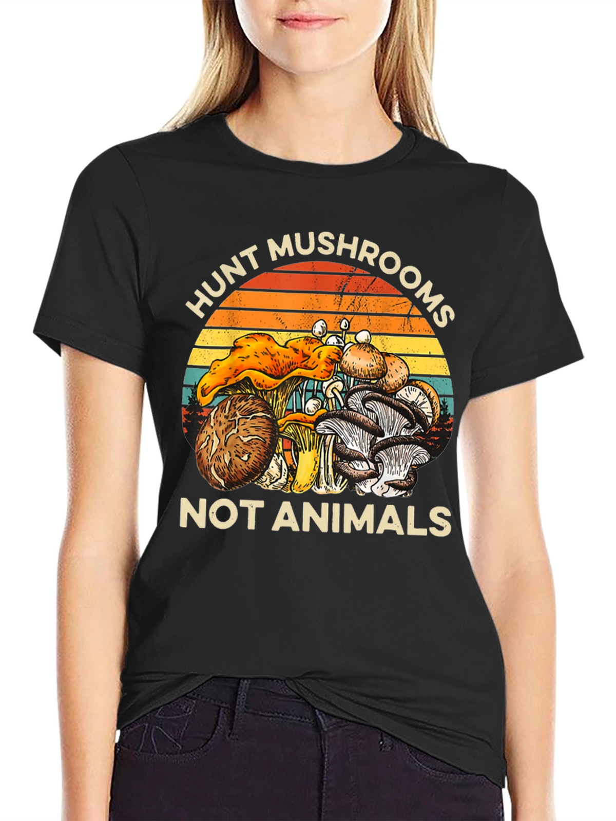 Hunt Mushrooms Not Animals Graphic T-Shirt