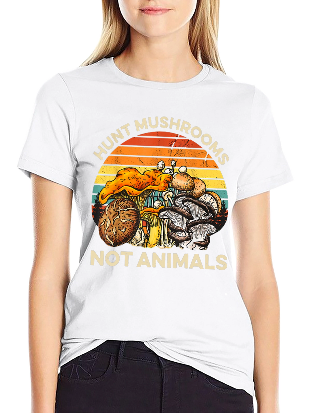 Hunt Mushrooms Not Animals Graphic T-Shirt