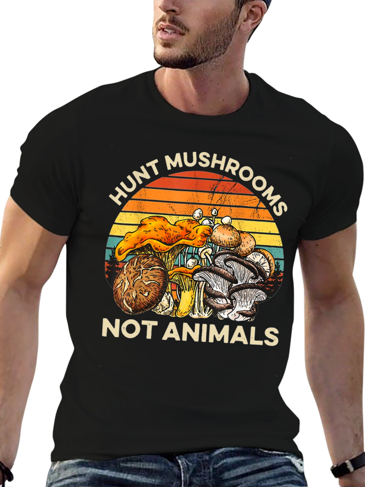 Hunt Mushrooms Not Animals Graphic T-Shirt
