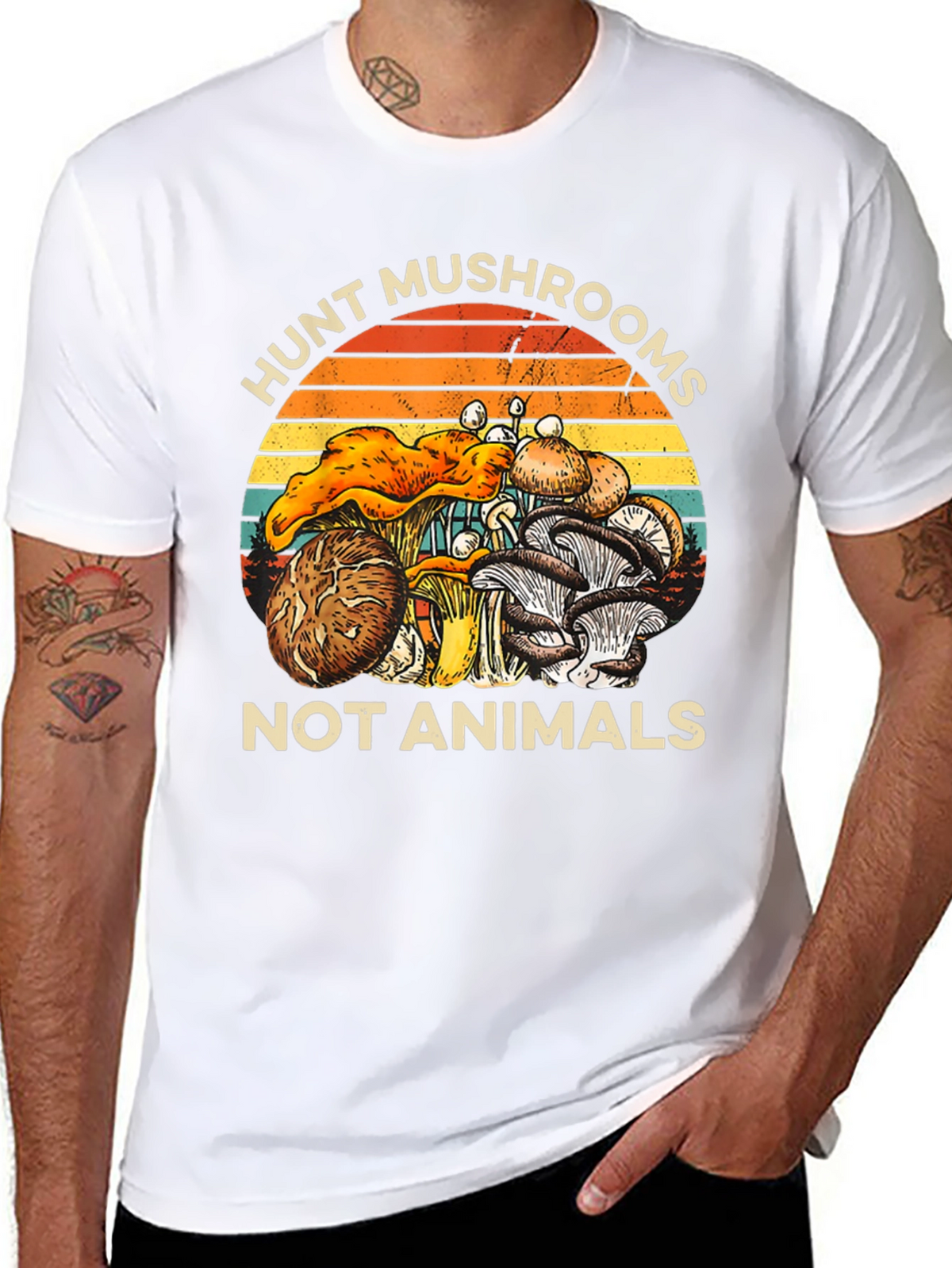 Hunt Mushrooms Not Animals Graphic T-Shirt
