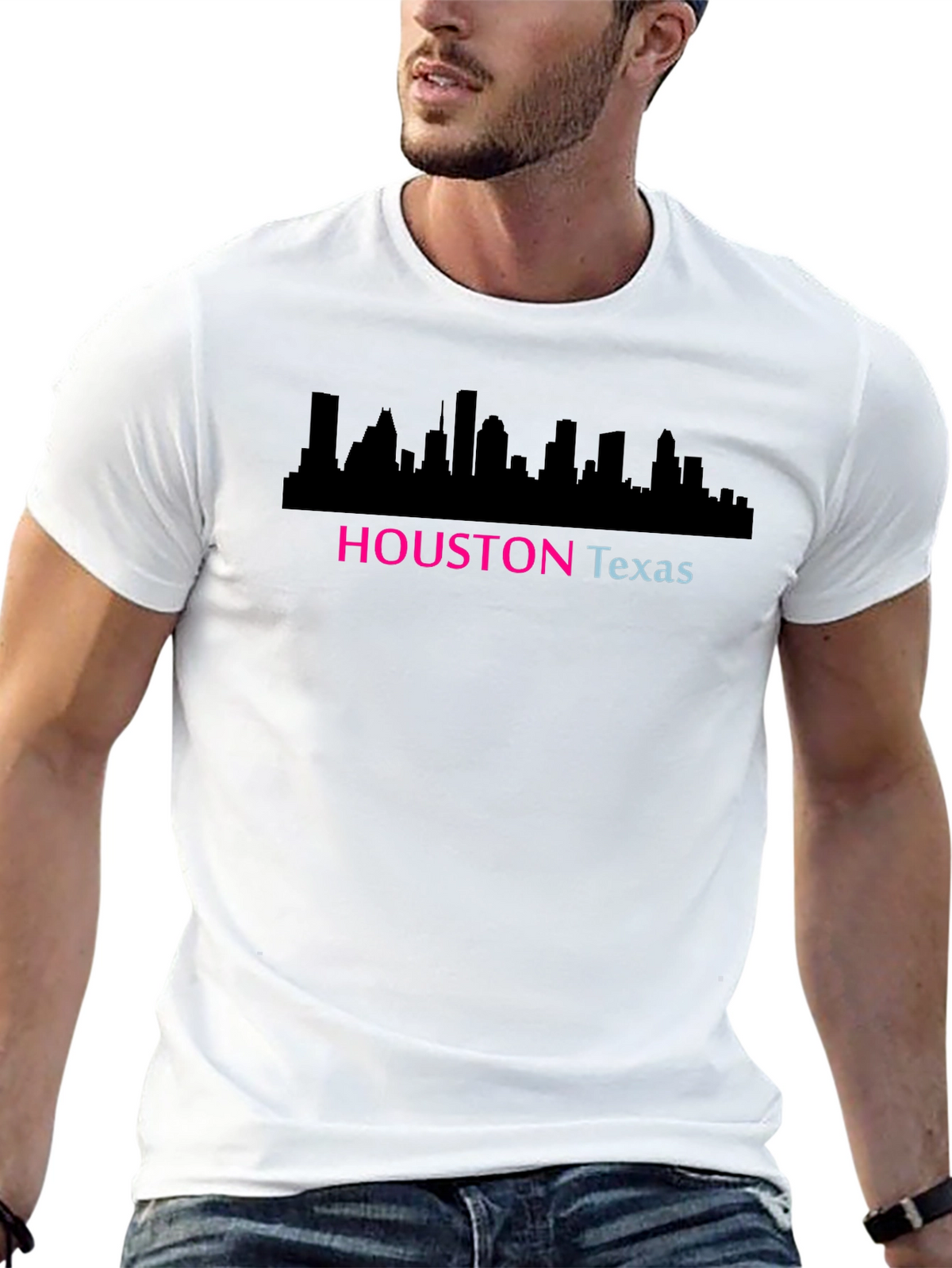 Houston Texas Skyline Graphic Black T-Shirt