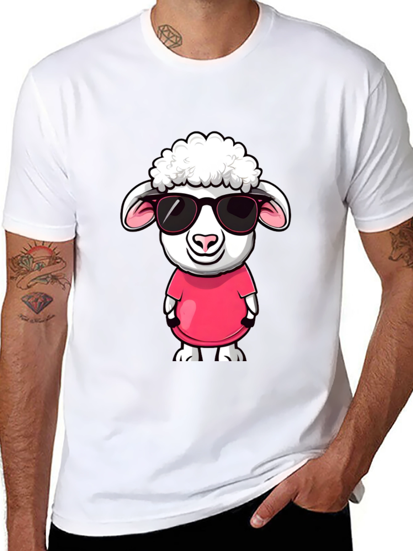 Cool Sheep T-Shirt - Cartoon Lamb with Sunglasses