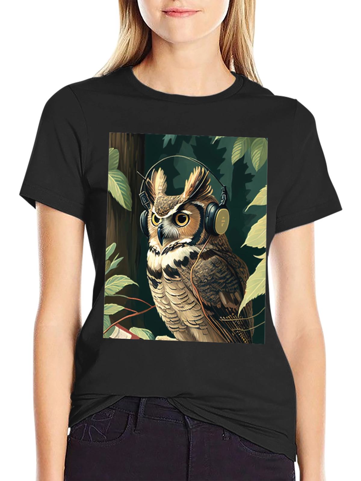 Owl with Headphones Graphic Tee - Stylish & Unique