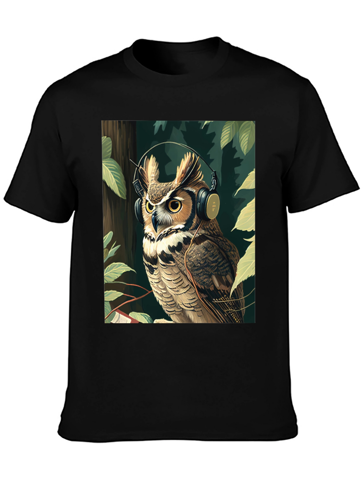 Owl with Headphones Graphic Tee - Stylish & Unique