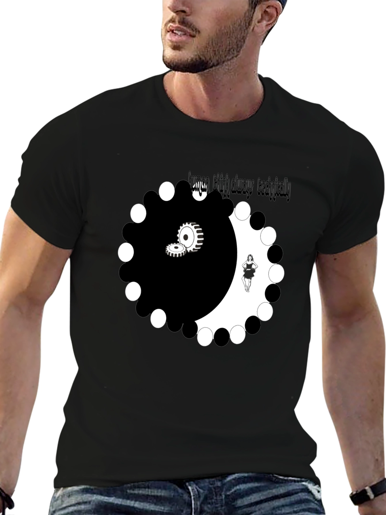 Yin Yang Graphic Tee - Always Think Technically T-Shirt