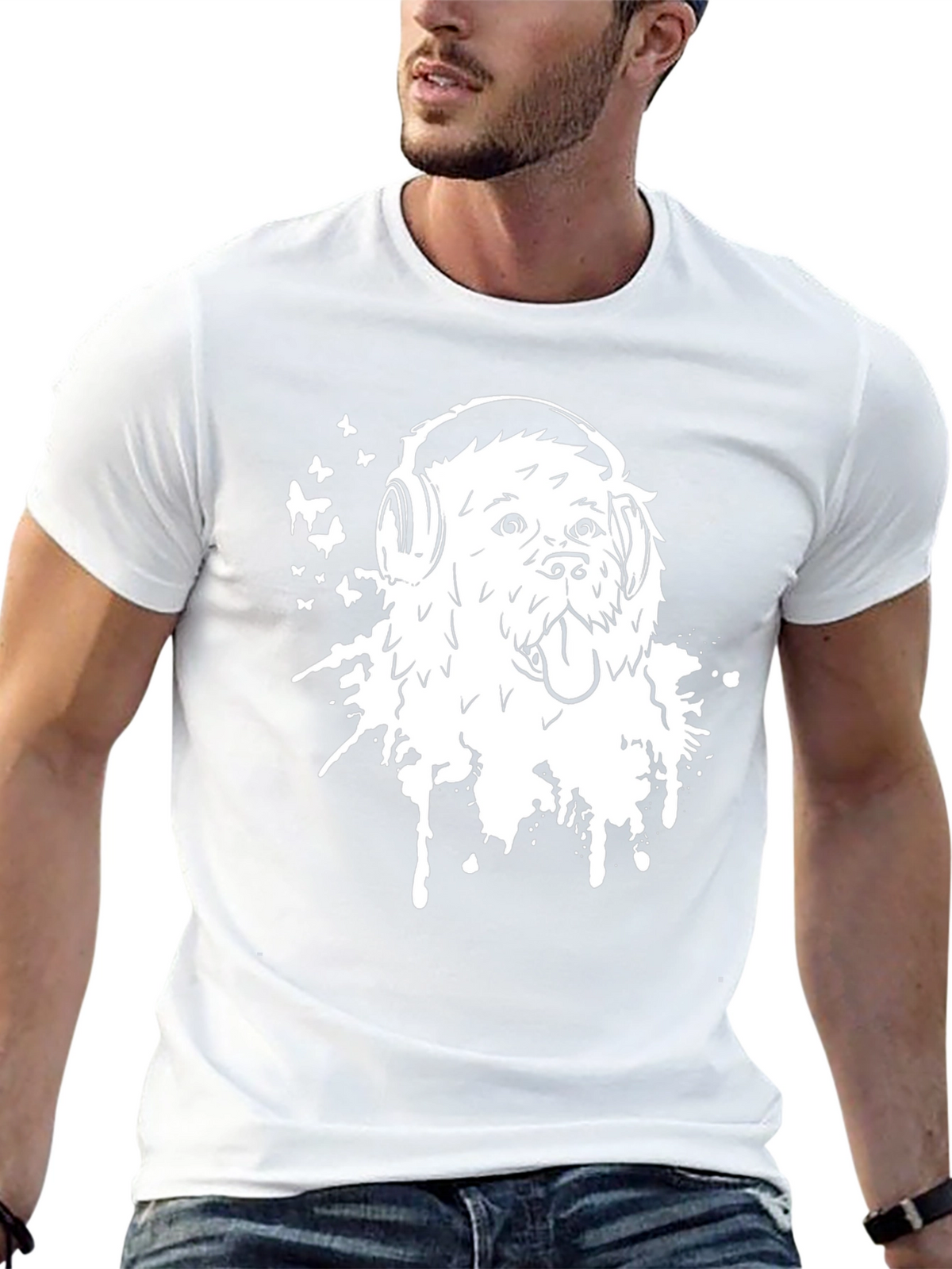Dog with Headphones Graphic Tee