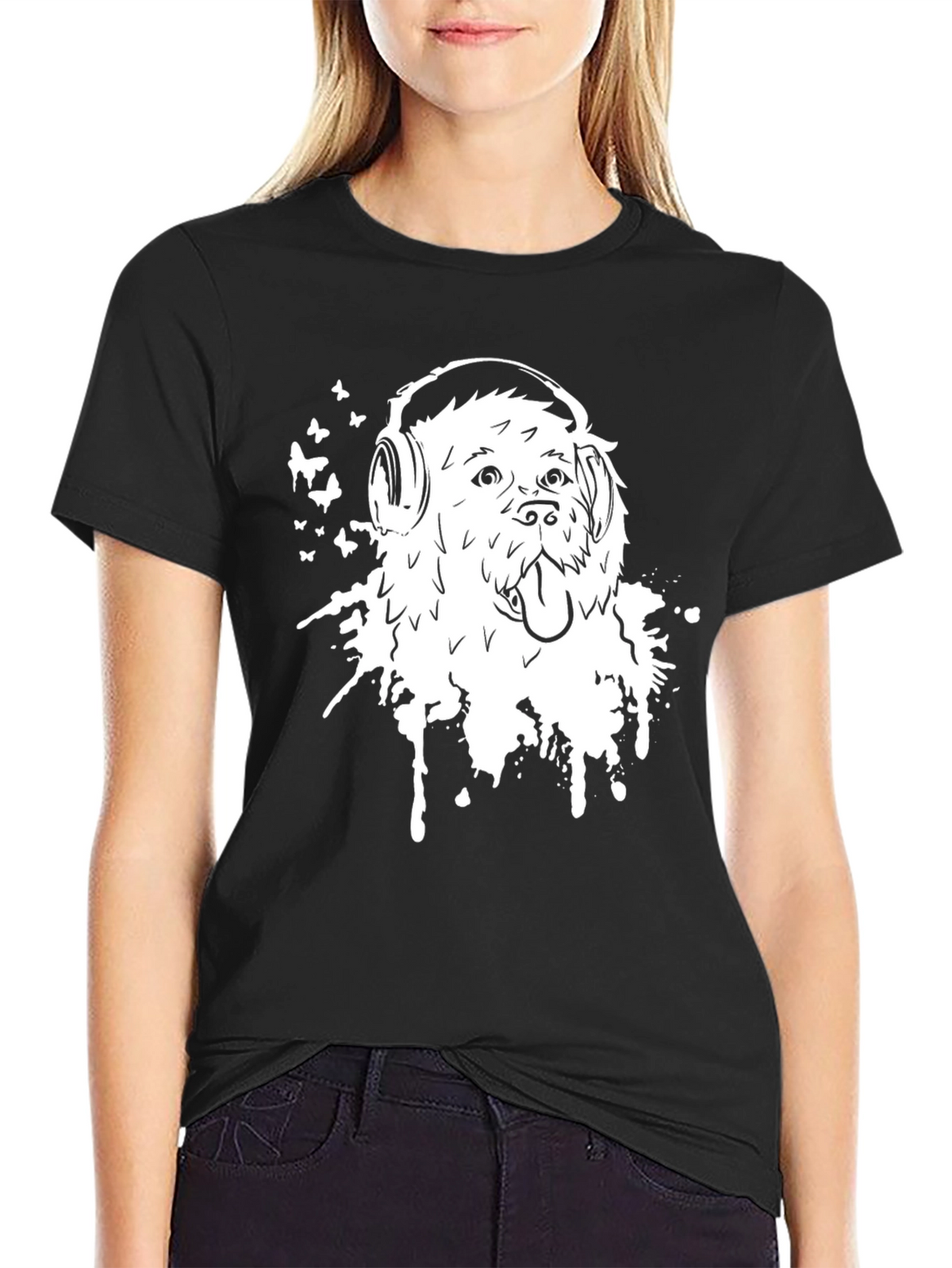 Dog with Headphones Graphic Tee