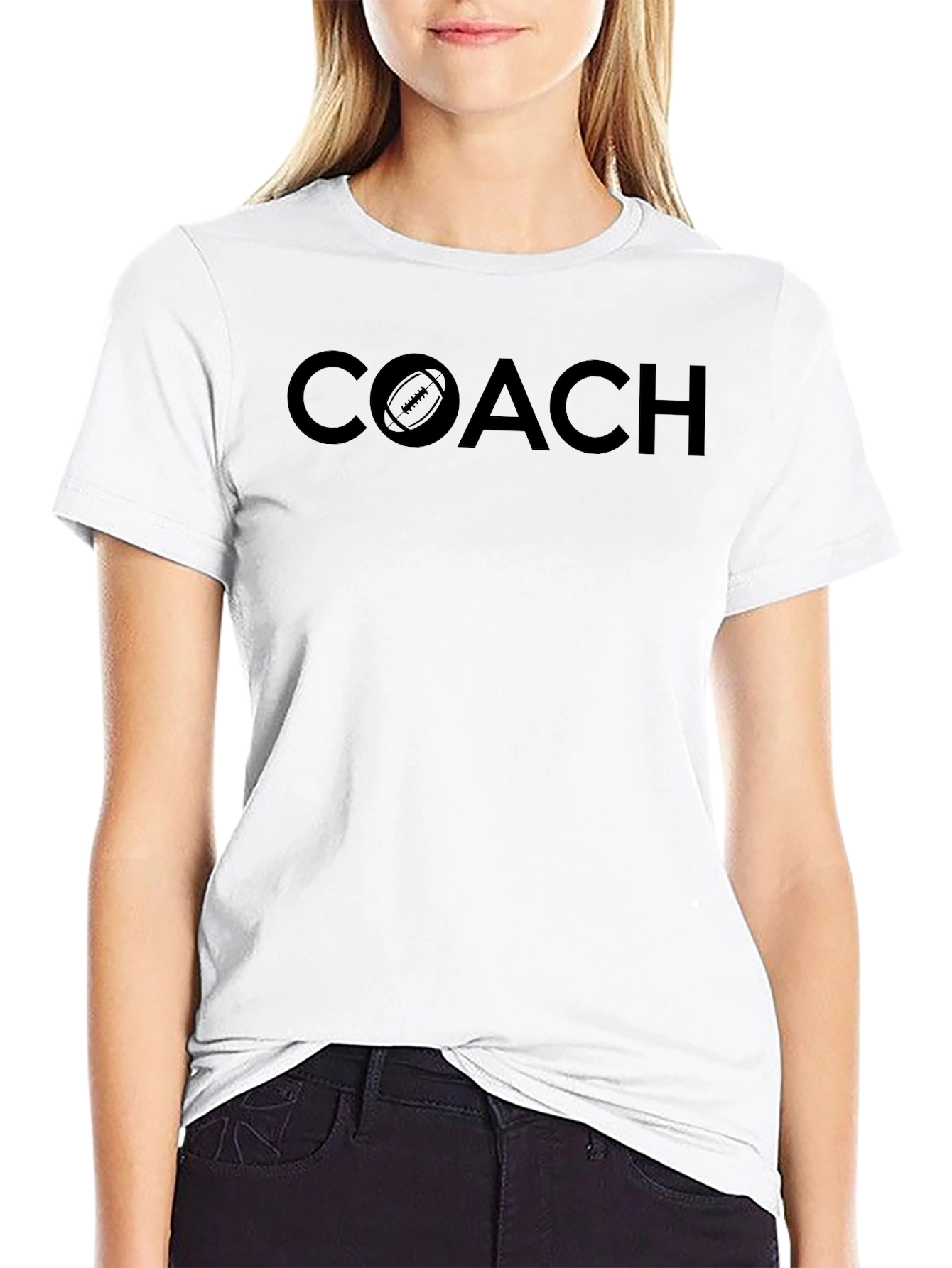 Coach Football Graphic T-Shirt - Black