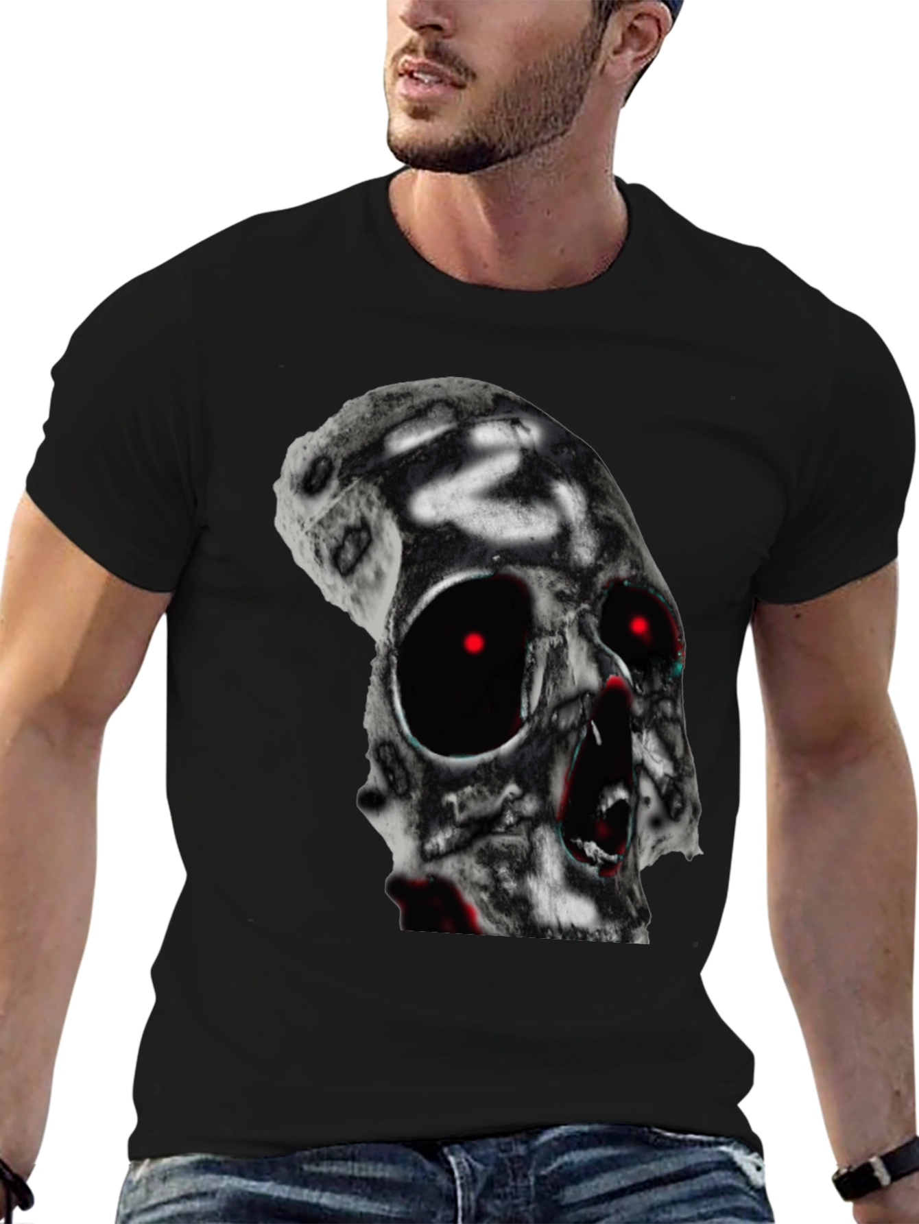 Skull Graphic T-Shirt - Black Cotton Tee